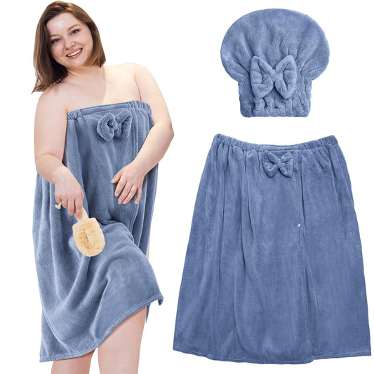🎉HOT SALE 50% OFF🎁Plus Size Adjustable Oversized Wrap Bathrobe Set