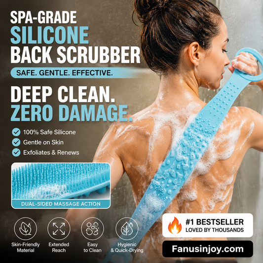 ⏳💥Final 3 hours-￡7.99!!🛀 Boost bathing happiness! Skin becomes smooth and glowing! Dual-Sided Silicone Back Scrubber
