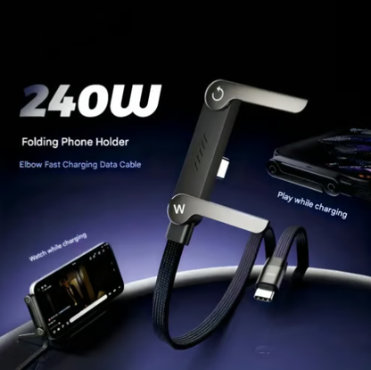🎁🔥Last day sale 50% OFF🔥⚡2-in-1 Invisible Holder Charger Cable – 240W Fast Charging Cord with Built-In Phone Stand