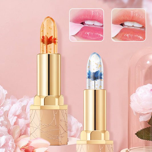 💗BUY 1 GET 1 FREE-EACH ONLY ￡4.4!!🌟Crystal Flower Temperature Color Change Jelly Lipstick