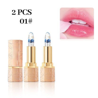 💗BUY 1 GET 1 FREE-EACH ONLY ￡4.4!!🌟Crystal Flower Temperature Color Change Jelly Lipstick