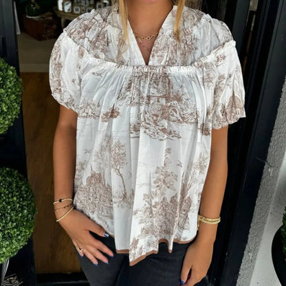 🌷Summer Hot Sale 50% Off💕Women’s Printed V-Neck Blouse