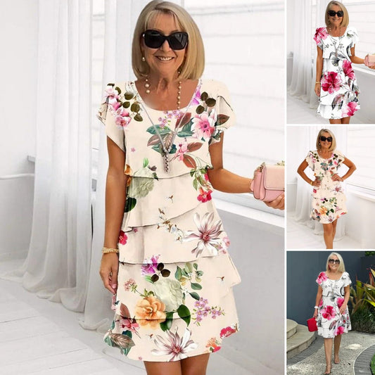 🔥HOT SALE 50% OFF🌸Buy 2 get 5% off🔥 Multi-plant Floral Print Cascade Dress