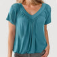 🔥Summer Hot Sale 50% OFF🔥🎉Buy 2 get extra 10% off & free shipping 🎉Women's Casual Pleated V-Neck Short-Sleeve Top