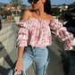 😍LAST DAY SALE 50% OFF🔥Buy 2 get 5% off🌸 Floral Print Smocked Off - the - Shoulder Top