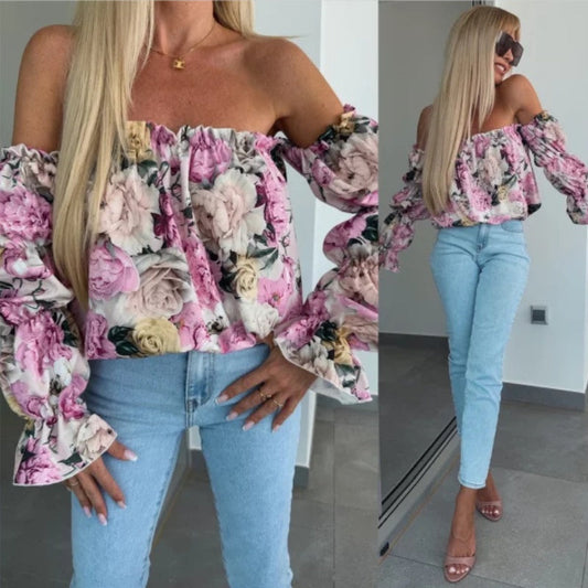 😍LAST DAY SALE 50% OFF🔥Buy 2 get 5% off🌸 Floral Print Smocked Off - the - Shoulder Top