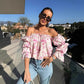 😍LAST DAY SALE 50% OFF🔥Buy 2 get 5% off🌸 Floral Print Smocked Off - the - Shoulder Top