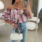 😍LAST DAY SALE 50% OFF🔥Buy 2 get 5% off🌸 Floral Print Smocked Off - the - Shoulder Top