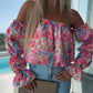 😍LAST DAY SALE 50% OFF🔥Buy 2 get 5% off🌸 Floral Print Smocked Off - the - Shoulder Top