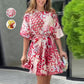 Casual Printed Waist-Tie Slimming Short Dress