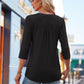 V-Neck Pleated Stretch Smocked Cuffed Top