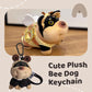 Cute Plush Bee Dog Keychain with Carabiner & Wrist Strap
