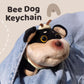 Cute Plush Bee Dog Keychain with Carabiner & Wrist Strap