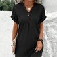 🌷Summer Hot Sale 50% Off🍃Simple Solid Color V-Neck Short Sleeve Dress for Women
