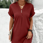 🌷Summer Hot Sale 50% Off🍃Simple Solid Color V-Neck Short Sleeve Dress for Women