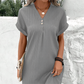 🌷Summer Hot Sale 50% Off🍃Simple Solid Color V-Neck Short Sleeve Dress for Women