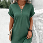 🌷Summer Hot Sale 50% Off🍃Simple Solid Color V-Neck Short Sleeve Dress for Women