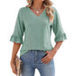 🌷Summer Hot Sale 50% Off💕Buy 2 Get 10% Off & Free Shipping💖Elegant Ruffle Sleeve V-Neck Tops for Women