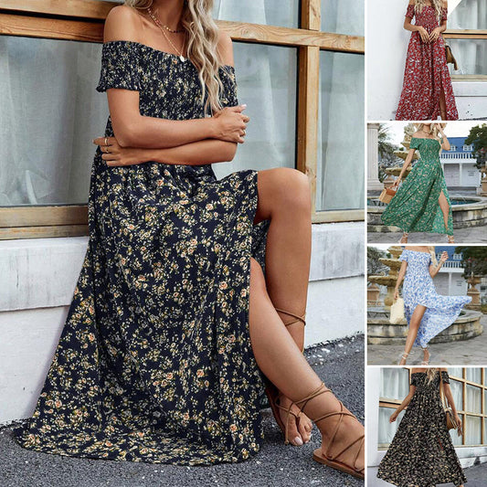 🌷Summer Hot Sale 50% Off💕Women's Elegant Floral Off-Shoulder Dress