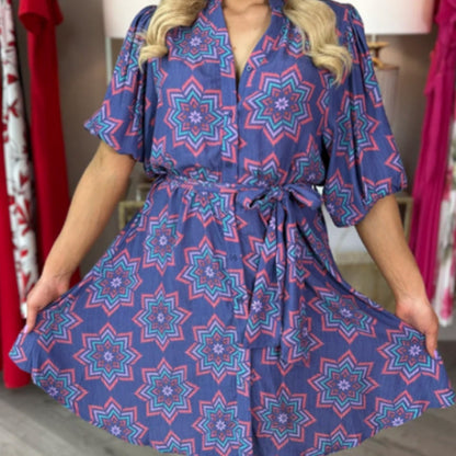 🏖️Summer Hot Sale 50% OFF🌼Woman's Elegant Printed V-Neck Dress