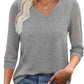 🔥Last Day 50% Off🔥Women's Casual V-Neck Lace 3/4 Length Sleeve Top