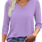 🔥Last Day 50% Off🔥Women's Casual V-Neck Lace 3/4 Length Sleeve Top