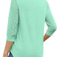 🔥Last Day 50% Off🔥Women's Casual V-Neck Lace 3/4 Length Sleeve Top