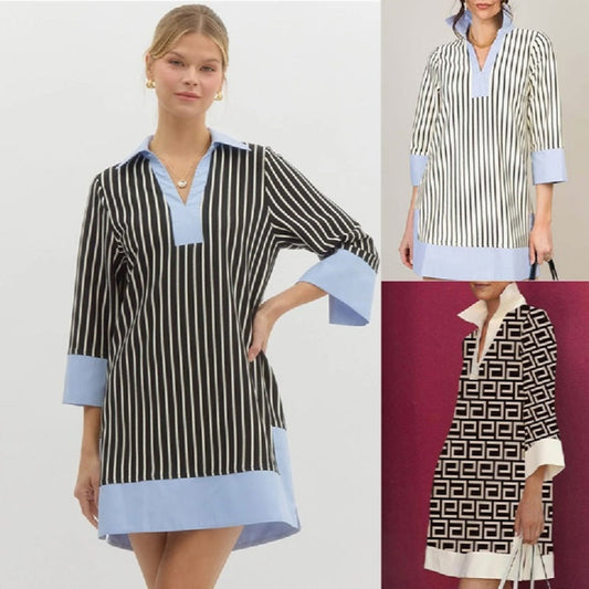 🔥 Hot Sale 50% OFF💕Buy 2 get 5% off👗Women's Elegant V-Neck Loose Patchwork Dresses