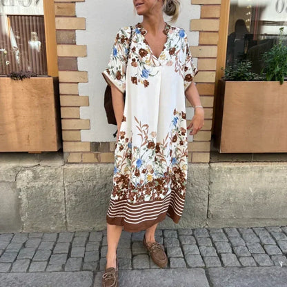 【💥Final 3-hour Preferential Deal Sale 50% Off💥】💃BUY 2 SAVE 5%🎁Women’s Floral Print Casual Loose Midi Dress