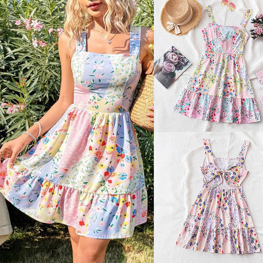 🎉Summer Hot Sale 50% OFF🌞Buy 2 get extra 5% off🌸 Romantic Bloom! Floral printed sleeveless mini dress 👗