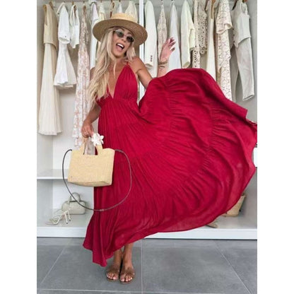 🔥Hot Sale 50% OFF🔥Women's Deep V-Neck Backless Maxi Dress