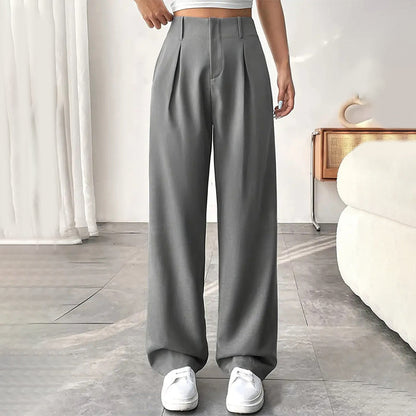 👖New arrival 40% OFF!💝Women's High Waisted Straight Leg Work Trousers with Side Pockets -✨Smart & Casual Look for Office and Beyond