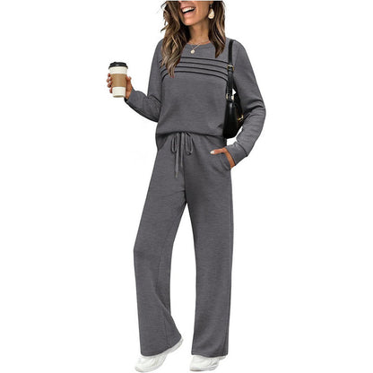 🔥LAST DAY SALE 60% OFF👍✨Women's Crew Neck Top & Drawstring Pants Set 2