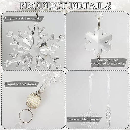 🎅🎄Winter New Year Party Supplies Set❄️Crystal Christmas Snowflake Ornaments