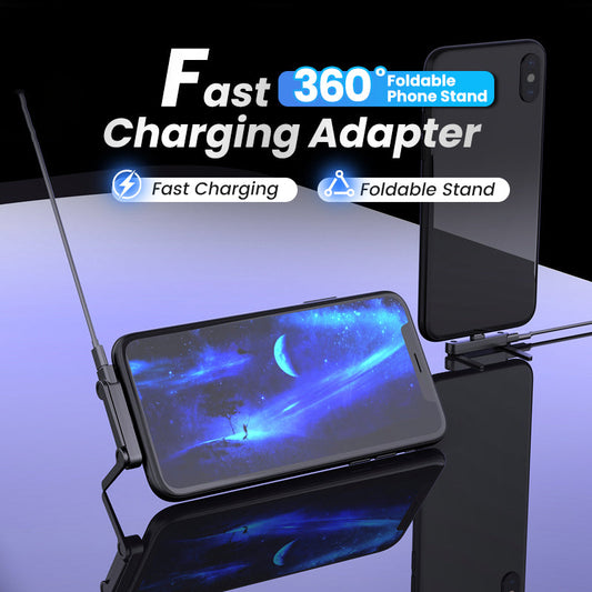 🔋 LAST DAY SALE: ￡6.99!! ⚡ Fast Charging Adapter with 360° Foldable Phone Stand – Universal Compatibility, Compact Design & Hands-Free Viewing 📱