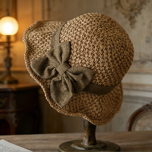 🧢 50% OFF NOW! 🌞 Elegant Woven Straw Sun Hat with Bow – Breathable, Foldable & Perfect for Beach & Travel 👒 2