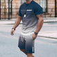 🔥LIMITED TIME 70% OFF!🔥 🏖️Summer Cool Deal: ONLY ￡15.99!!😎Men's Gradient Color T-Shirt & Shorts Set
