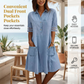 🌞Summer Hot Sale-60% Off!!🌿Relaxed Fit A-Line Denim Dress with Mesh Sleeve Detail