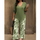 🥳2026 HOT SALE 50% OFF! 🥳 💞Women's V-Neck Blouse & Printed Wide-Leg Pants Set