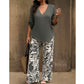 🥳2026 HOT SALE 50% OFF! 🥳 💞Women's V-Neck Blouse & Printed Wide-Leg Pants Set