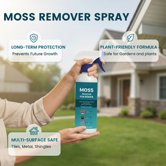 🔥New Hot Selling🌧️ Multi-Surface Roof Moss & Algae Cleaner Spray – Spray, Rinse, and Watch It Shine! 🏠✨ Tough on moss, gentle on plants – a cleaner roof in minutes. 🌿💧