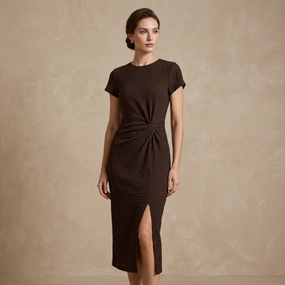 👗 LIMITED-TIME 50% OFF! ✨ Twist-Front Slit Dress – Waist-Cinching, Elegant, Flowing Silhouette 💃