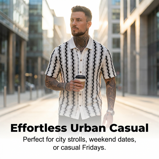 🔥HOT SALE 50% OFF🎁 Men's Short Sleeve Retro Geometric Knit Shirt