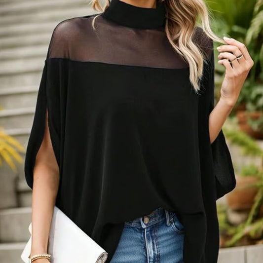 🌞Summer Hot Sale-60% Off!!🌿Women's Casual High-neck Batwing Blouse