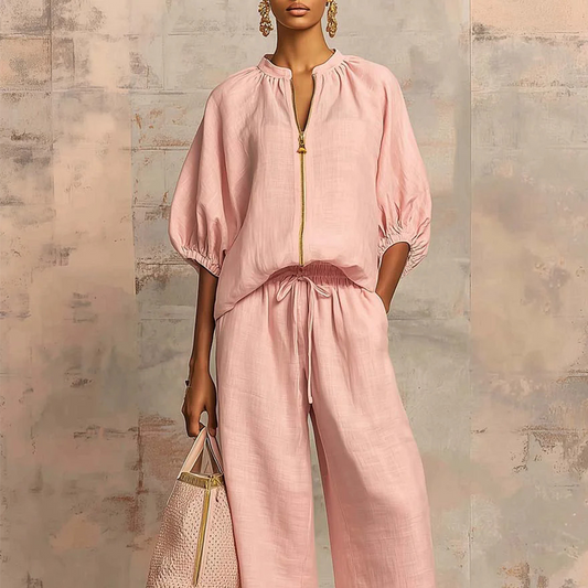 💐New arrival 40% OFF!🌸Women's Solid Color 2-Piece Casual Tracksuit Set