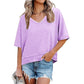 🏖️Summer Cool Deal: ONLY ￡12.99!💃Women's Half Sleeve V-Neck Top with Patchwork Hem
