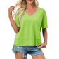 🏖️Summer Cool Deal: ONLY ￡12.99!💃Women's Half Sleeve V-Neck Top with Patchwork Hem