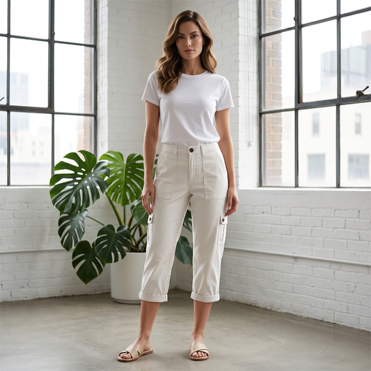 Women's Casual Cargo Capri Pants with Pockets