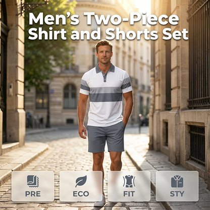 👕🌞Summer Hot Sale-50% OFF!💥Men's Two-Piece Shirt and Shorts Set – Digital Print, Athletic Fit, Wrinkle Resistant ✨
