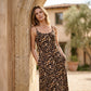 🌊🌞Summer Hot Sale-60% Off!!🌿👗🐆Women's Leopard Print Spaghetti Strap Maxi Dress